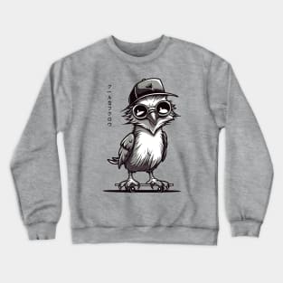 Owl On Skateboard Funny Bird Crewneck Sweatshirt